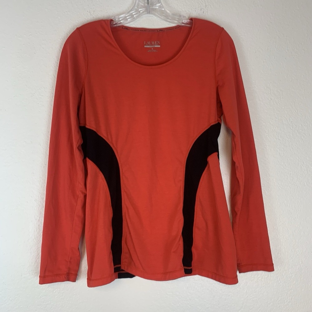 Lauren Ralph Lauren Active Top Womens Small Long Sleeve Sporty Red Black Shirt S
